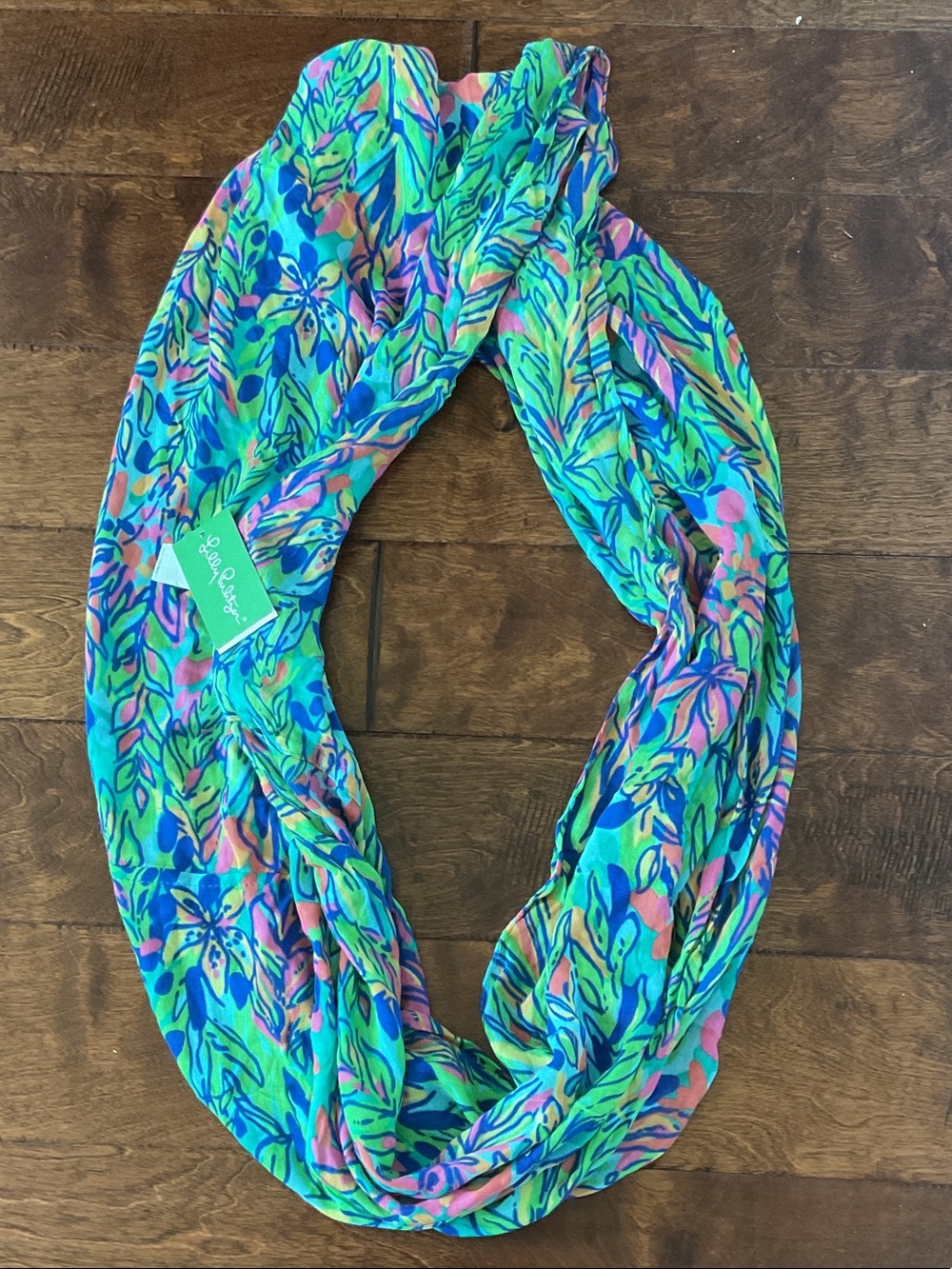 Lilly Pulitzer Tropical Floral Infinity Scarf in Aqua, Blue, Pink & Green